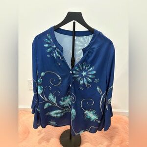 Blue Floral Women's Top
